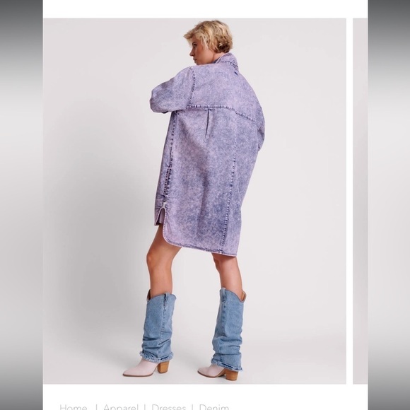 One Teaspoon Nixie Purple Rain Free People oversized shirt dress- flaw - Picture 7 of 13